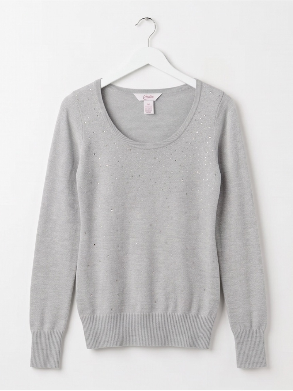 Title: Candie’s Grey Rhinestone Embellished Knit Sweater Size M